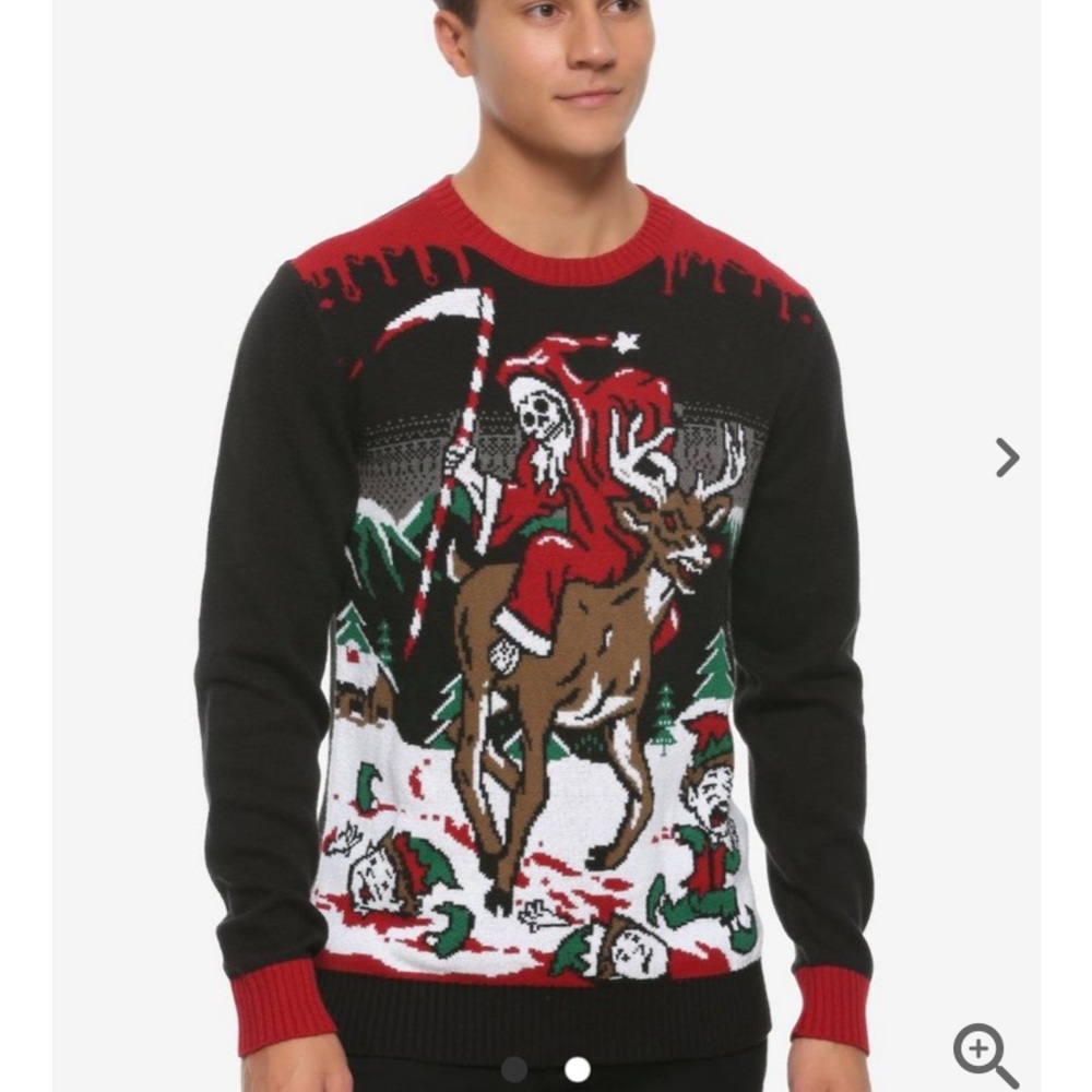 Holiday Grim Reaper Fair Isle Sweater Hot Topic Exclusive